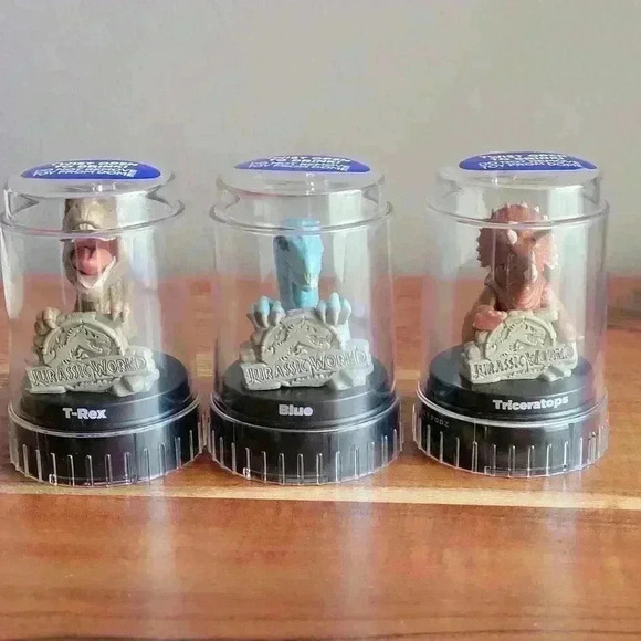 3 Collectible Jurassic World T Rex/Blue/ Triceratops PODZ TOPPER 3 Excellent - Picture 10 of 10